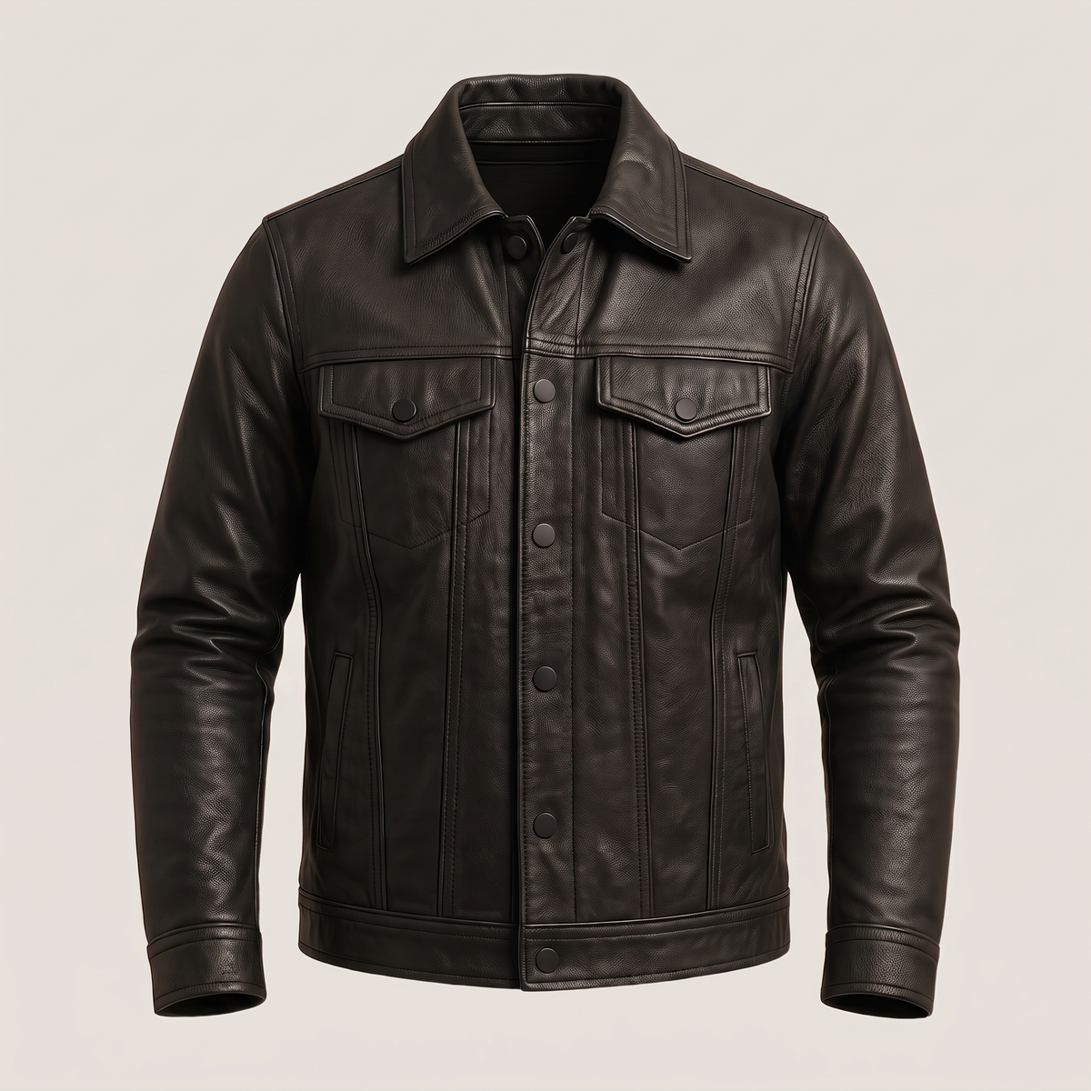 Signature Leather-Look Rider Jacket - Dark Grey
