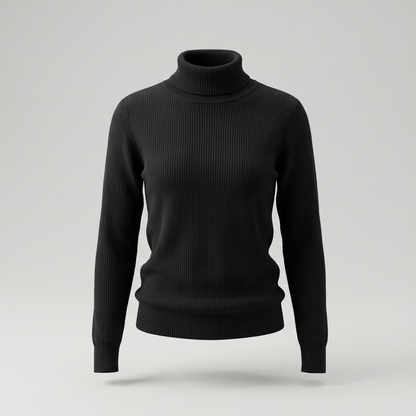 Sleek Ribbed Knit Top - Black