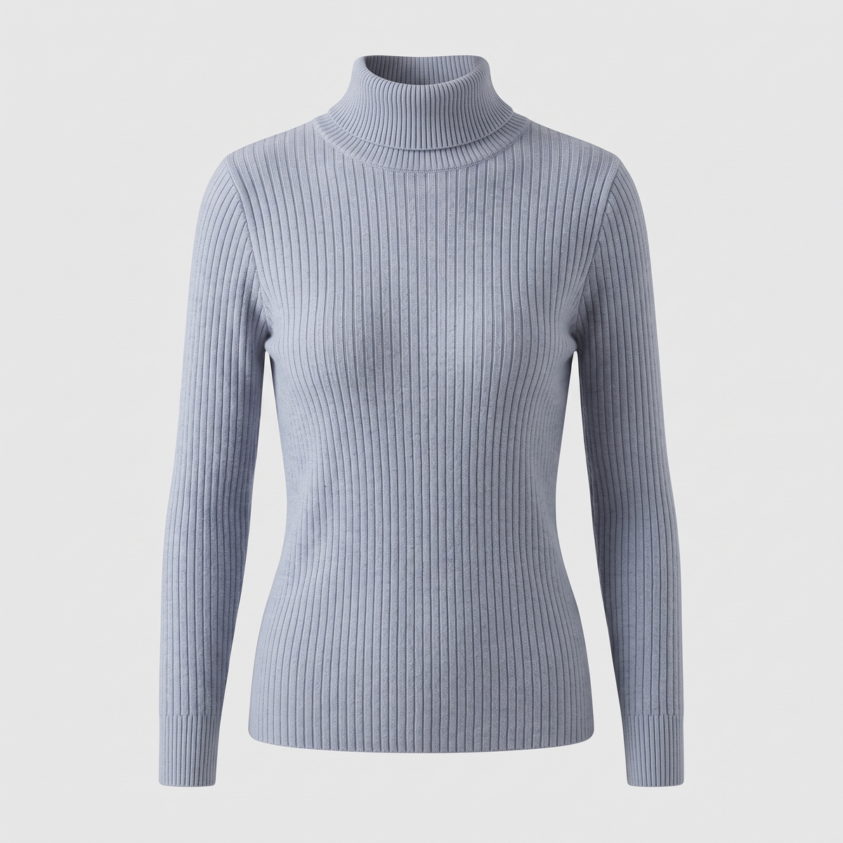 Sleek Ribbed Knit Top - Blue Grey