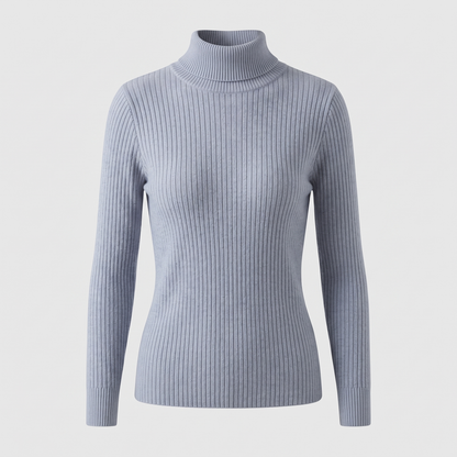 Sleek Ribbed Knit Top - Blue Grey