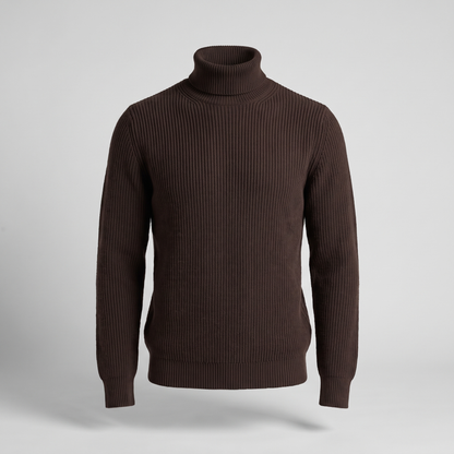 Sleek Ribbed Knit Top - Dark Brown