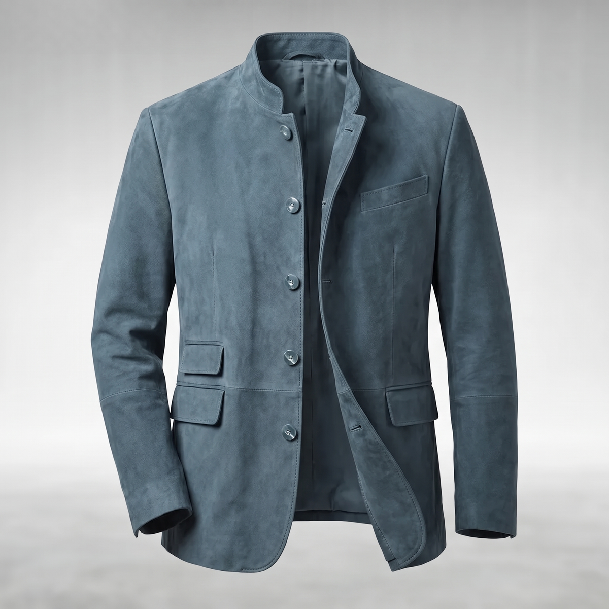 Slim Line Suede-Look Jacket - Blue