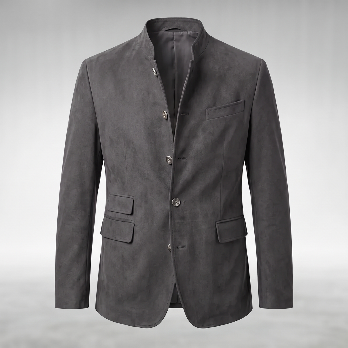 Slim Line Suede-Look Jacket - Grey
