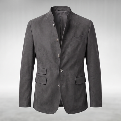 Slim Line Suede-Look Jacket - Grey