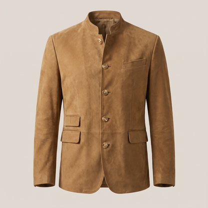 Slim Line Suede-Look Jacket - Khaki