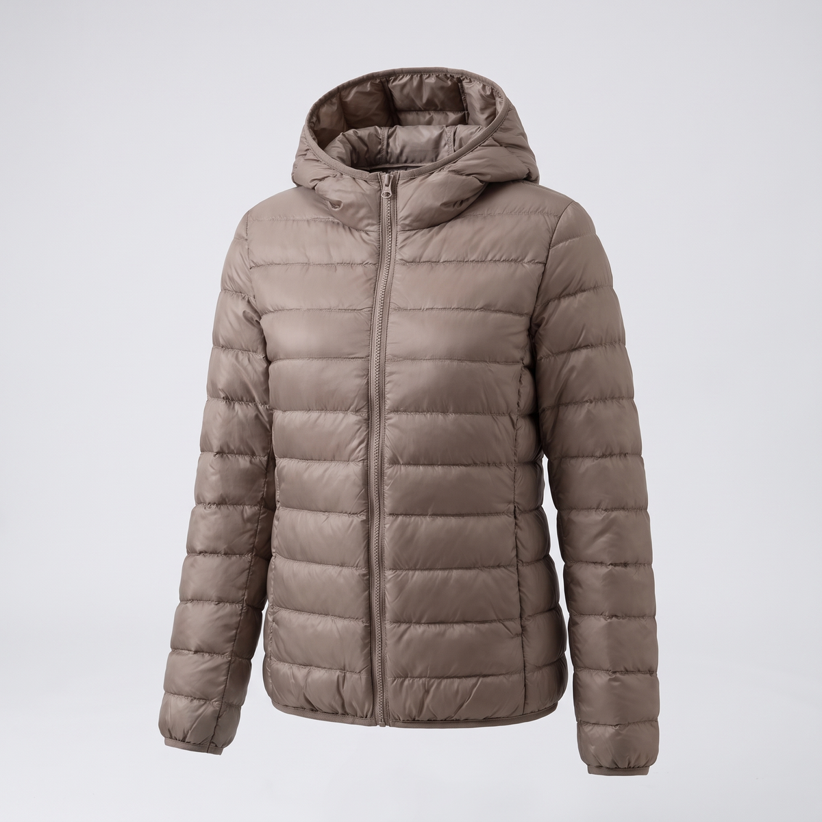 Slimline Hooded Puffer Jacket - Khaki