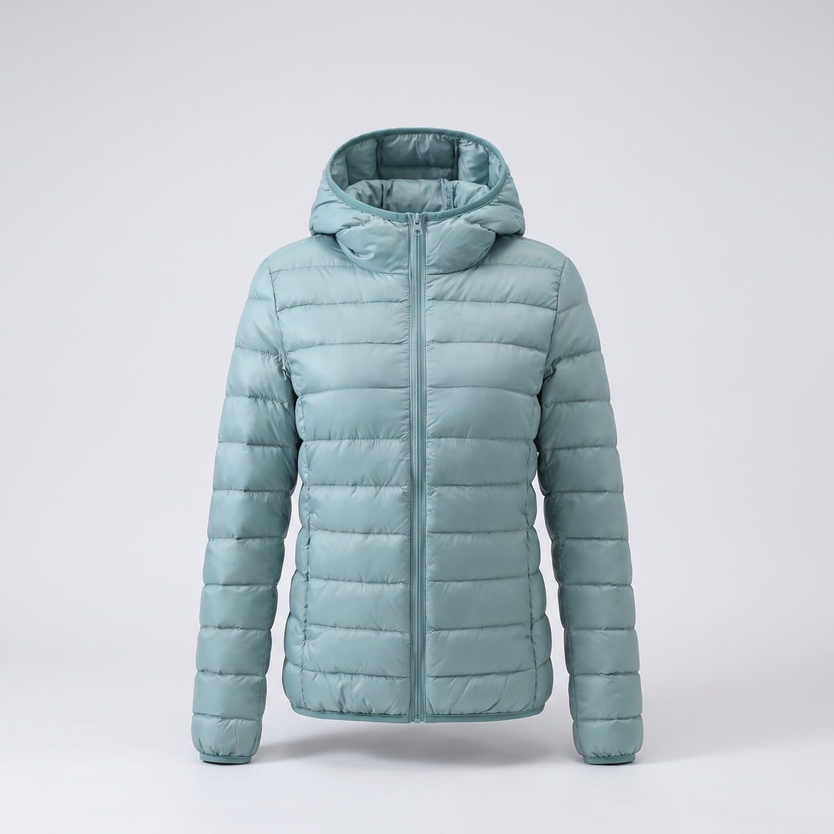 Slimline Hooded Puffer Jacket - Light Green
