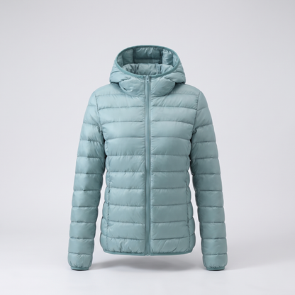 Slimline Hooded Puffer Jacket - Light Green