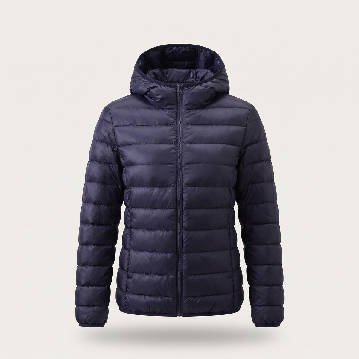 Slimline Hooded Puffer Jacket - Navy Blue