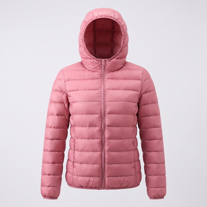 Slimline Hooded Puffer Jacket - Pink