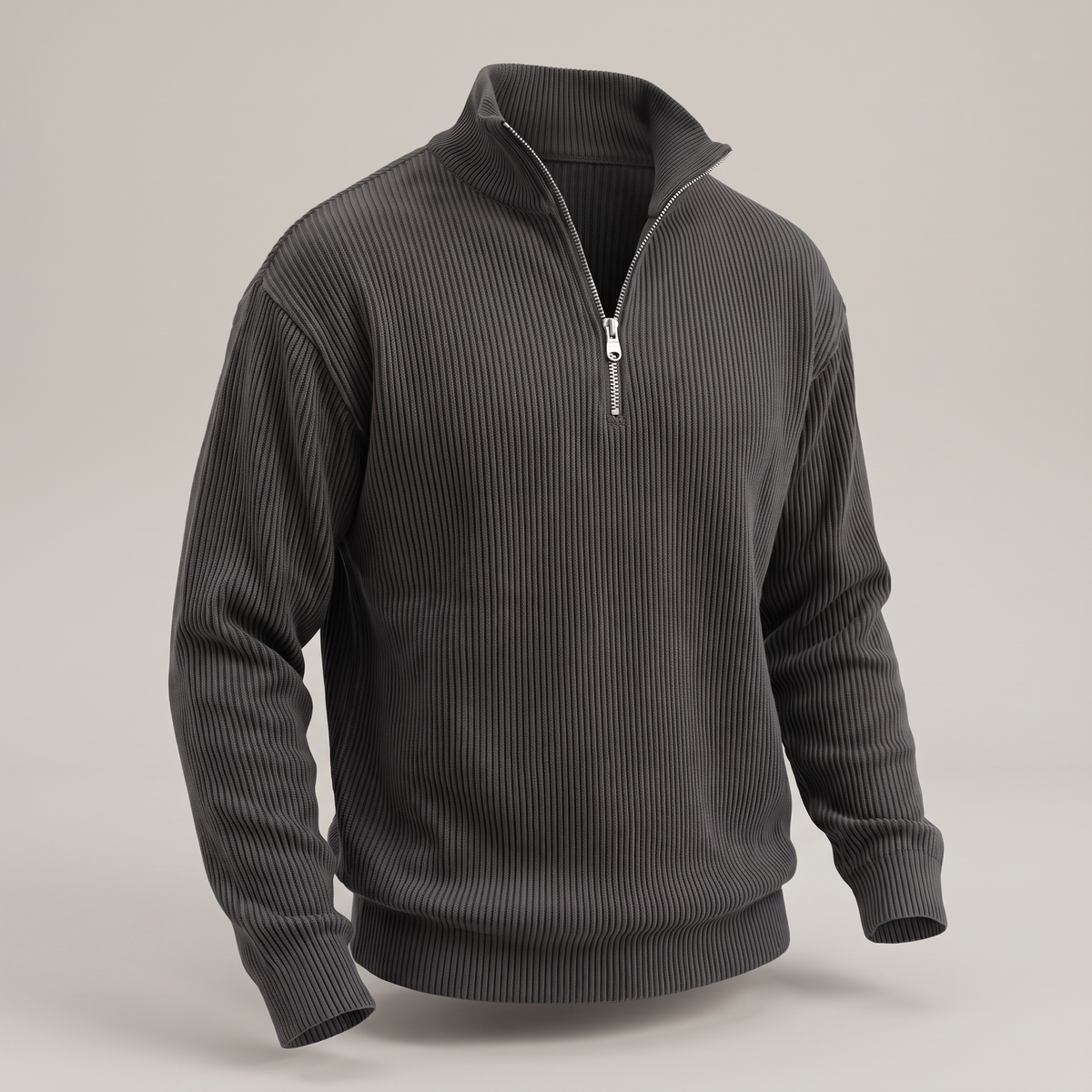 Smart Casual Ribbed Jumper - Black
