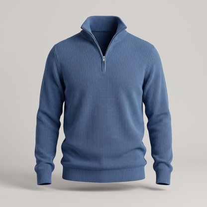 Smart Casual Ribbed Jumper - Blue