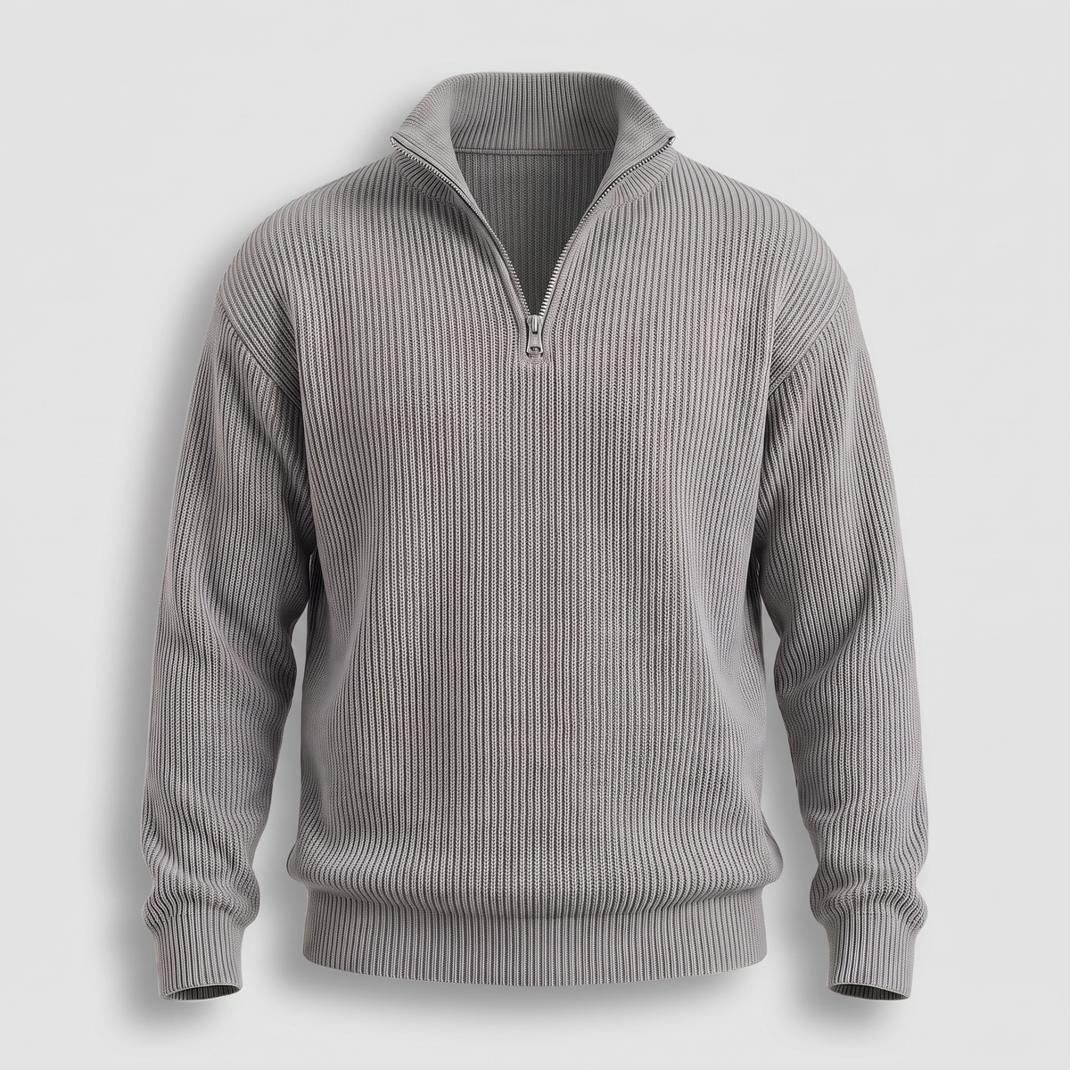 Smart Casual Ribbed Jumper - Grey
