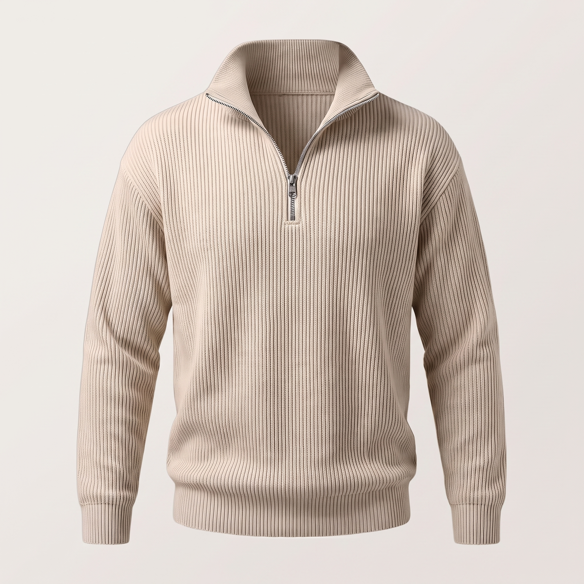 Smart Casual Ribbed Jumper - Beige