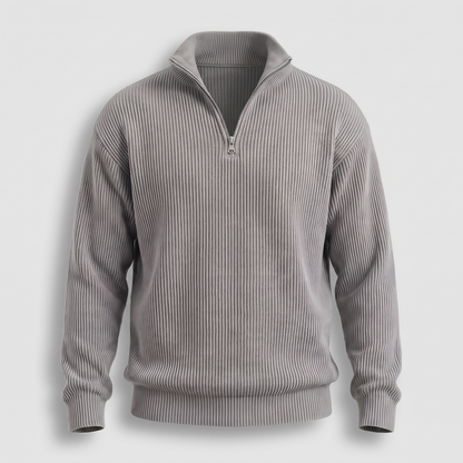 Smart Casual Ribbed Jumper - Grey