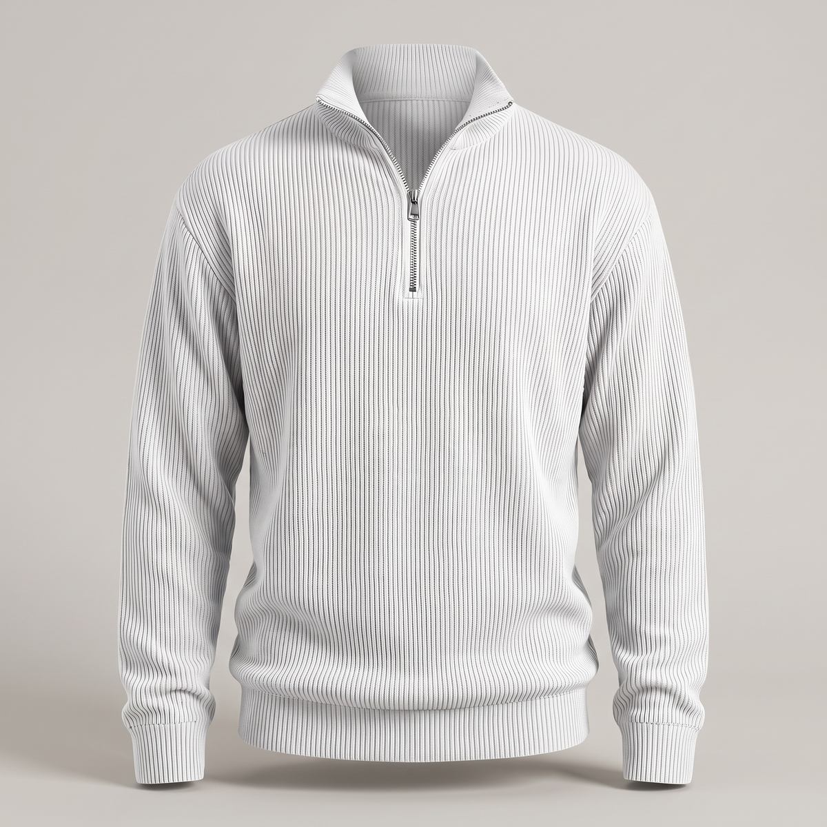 Smart Casual Ribbed Jumper - White