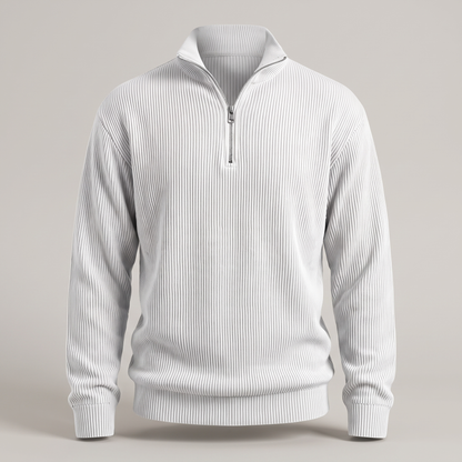 Smart Casual Ribbed Jumper - White