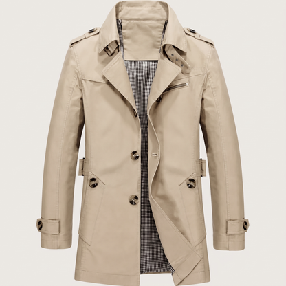 Smart Cotton City Coat - Khaki