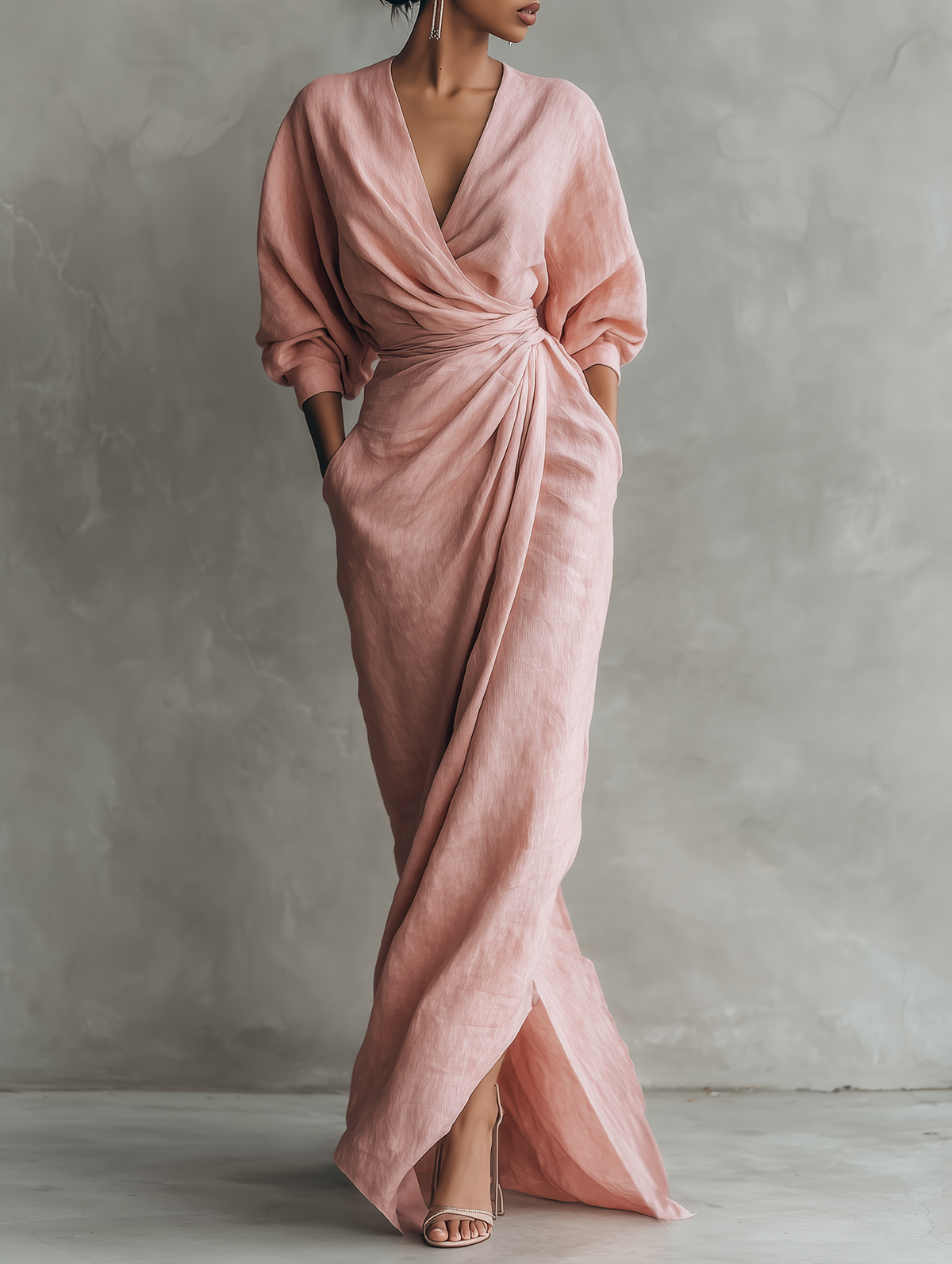 Sofi Pure Elegance V-Neck Dress - Pink