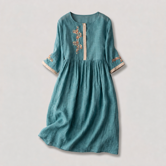 Sofia Linen Dress - Green