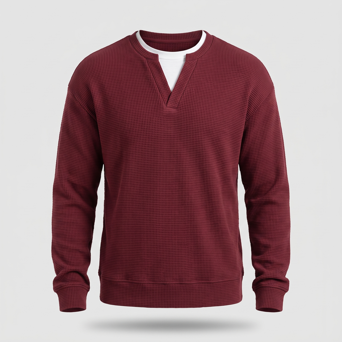 Soft Texture Everyday Top - Dark Red