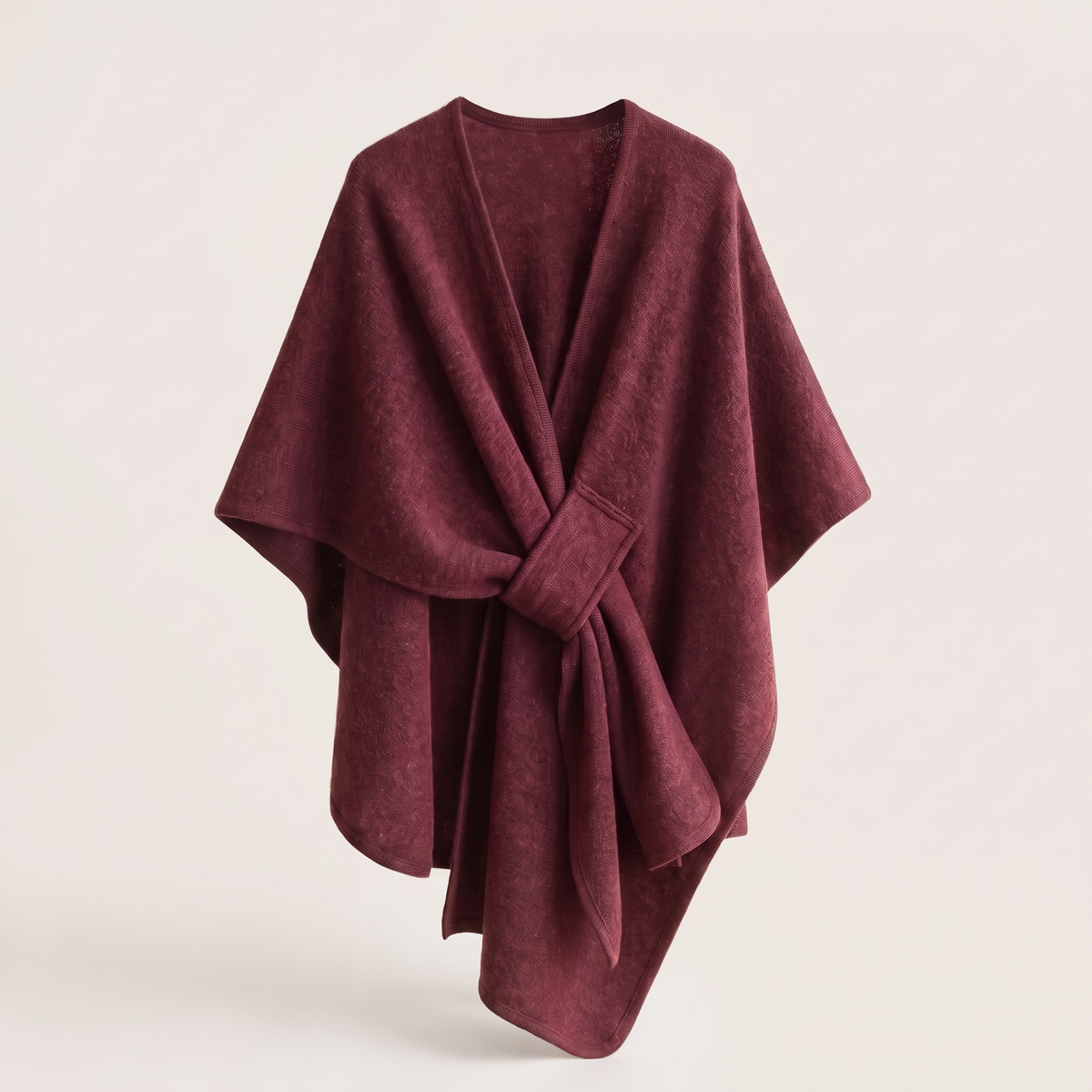 Soft Touch Belted Knit Cardigan - Burgundy