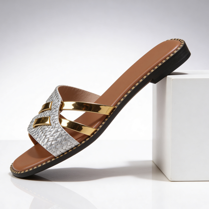 Solara Luxe Slides - Silver