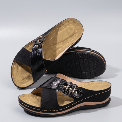 Solara Wedge Sandals - Black