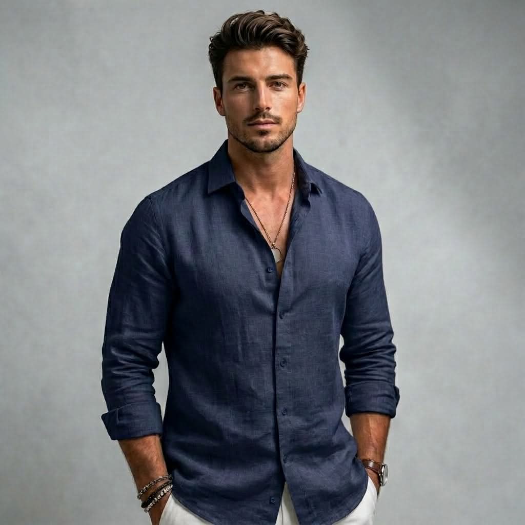 Solaro Coastal Shirt - Navy Blue