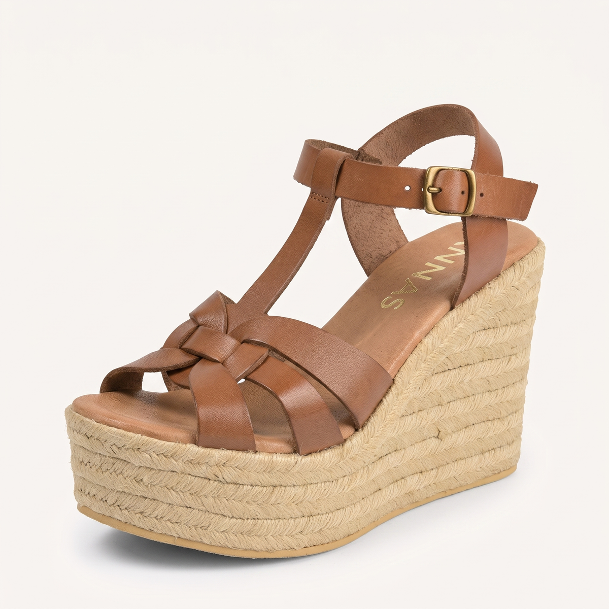 Solenne Tan Espadrille Sandals - Leather-Look
