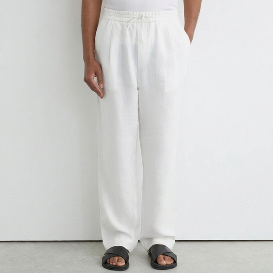 Somerford Linen Drawstring Trousers - White