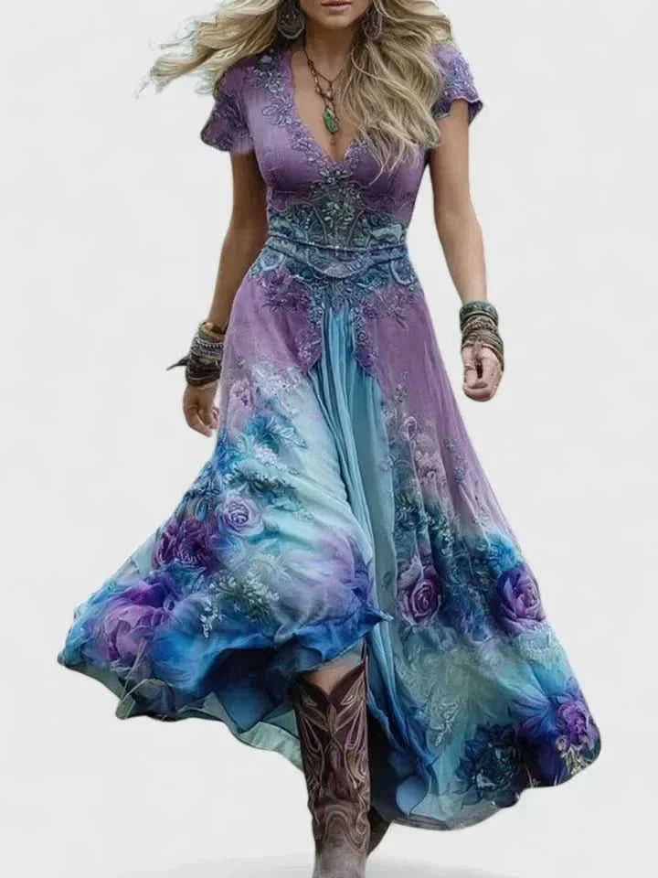 Sophia Elegant Maxi Dress - Purple