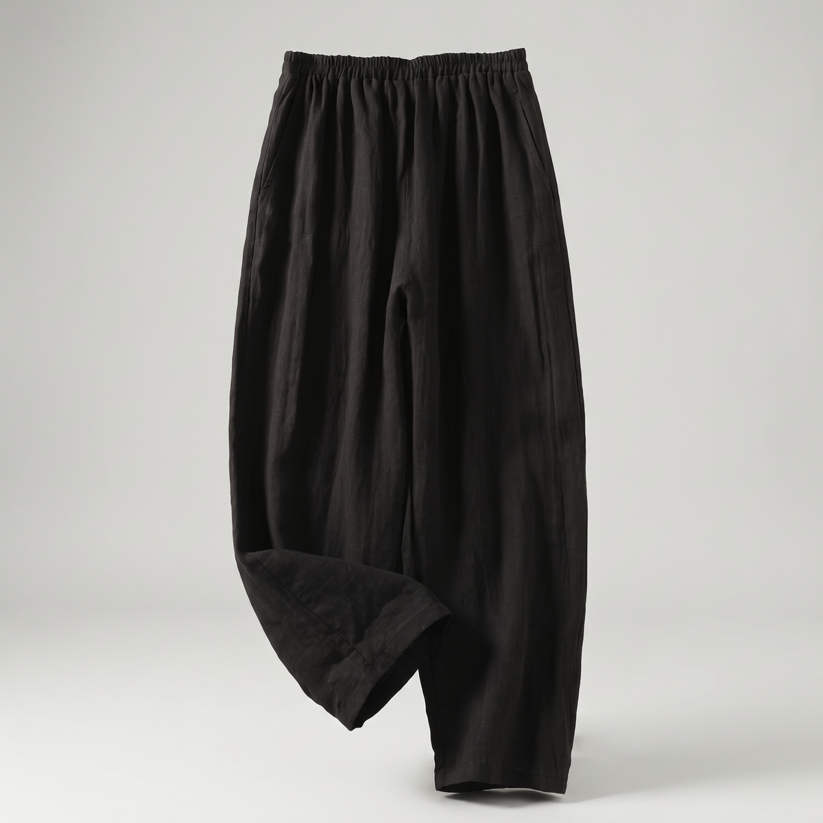 Sophia Flow Cotton Linen Pants - Black