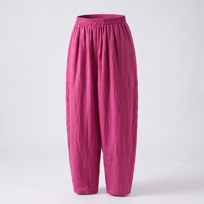 Sophia Flow Cotton Linen Pants - Pink