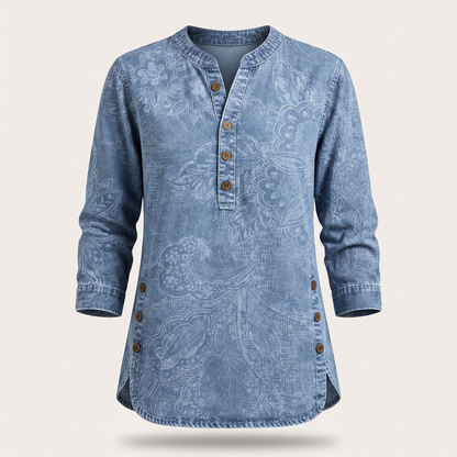 Sophie Elegant Button Blouse - Blue