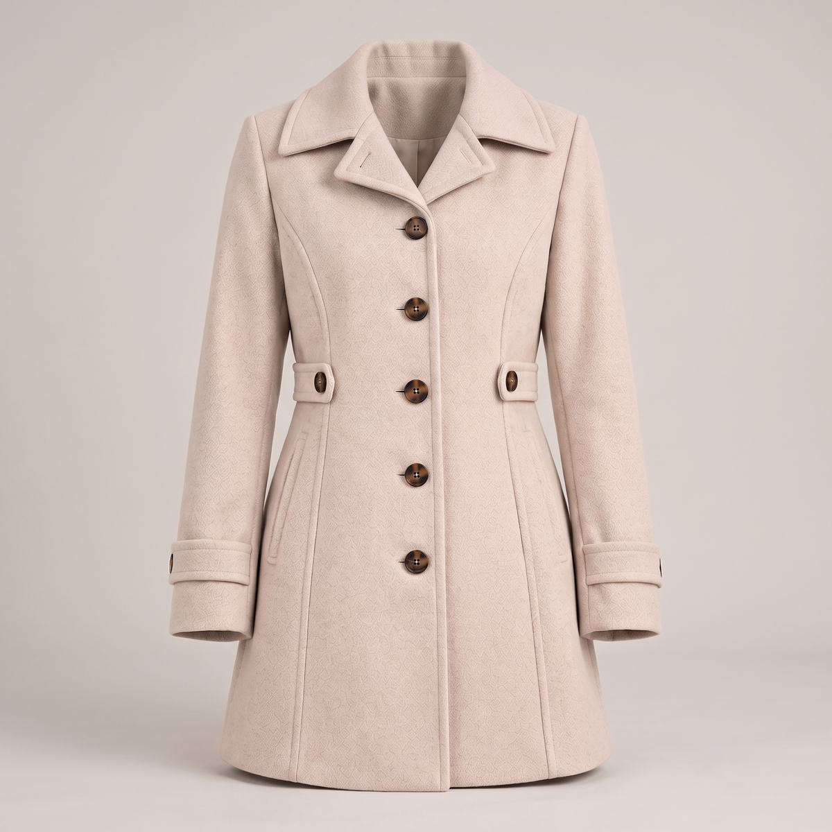 Sophisticated Longline Tailored Coat - Beige