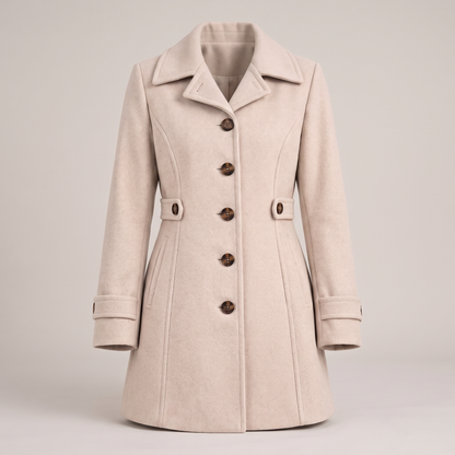 Sophisticated Longline Tailored Coat - Beige