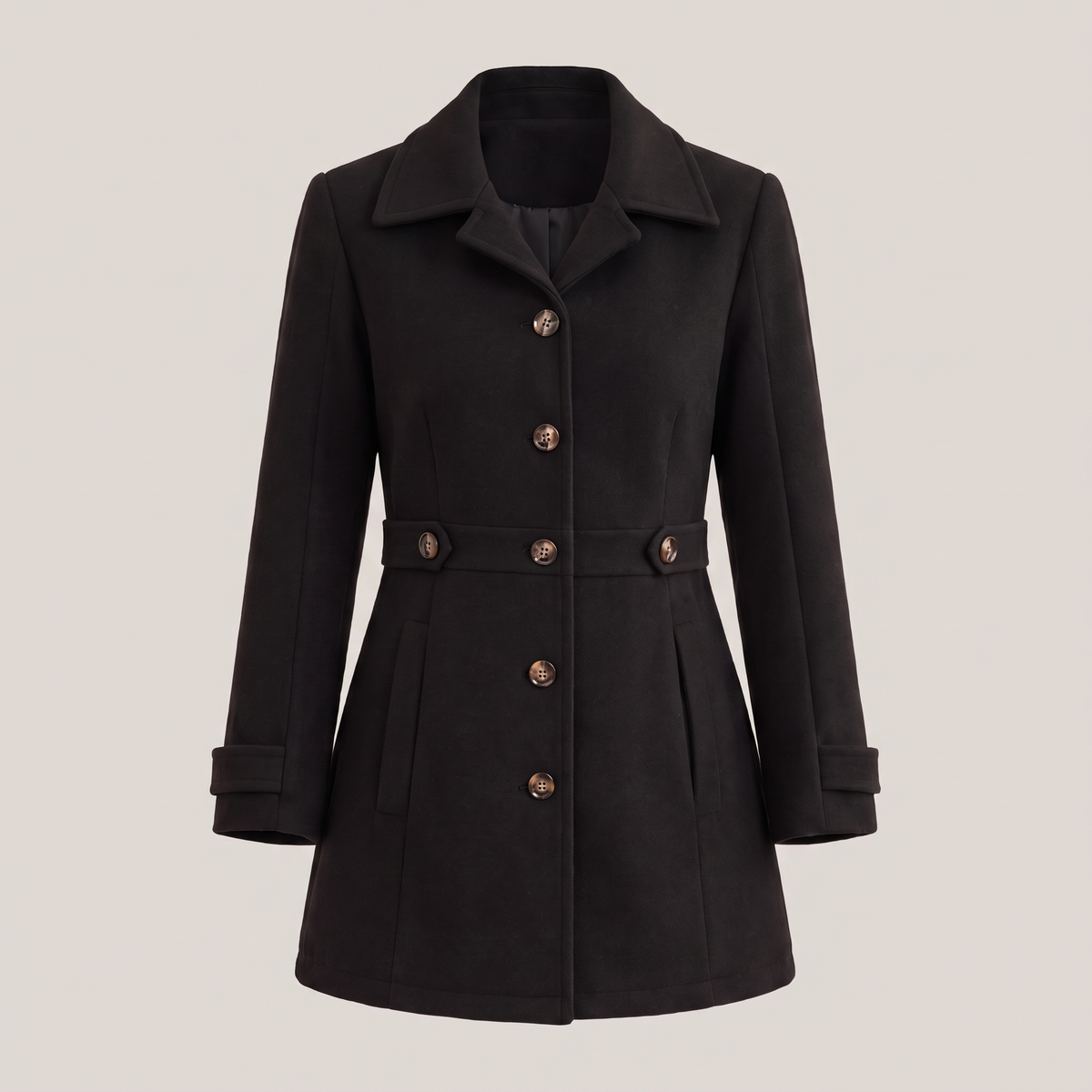 Sophisticated Longline Tailored Coat - Black