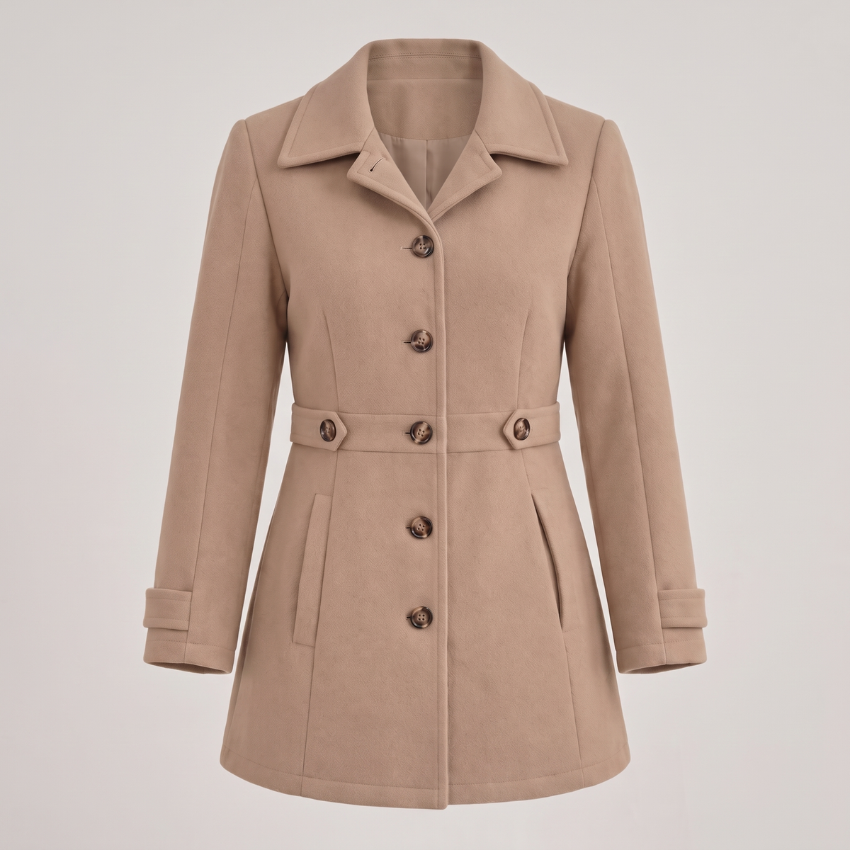 Sophisticated Longline Tailored Coat - Khaki