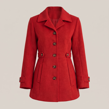 Sophisticated Longline Tailored Coat - Red
