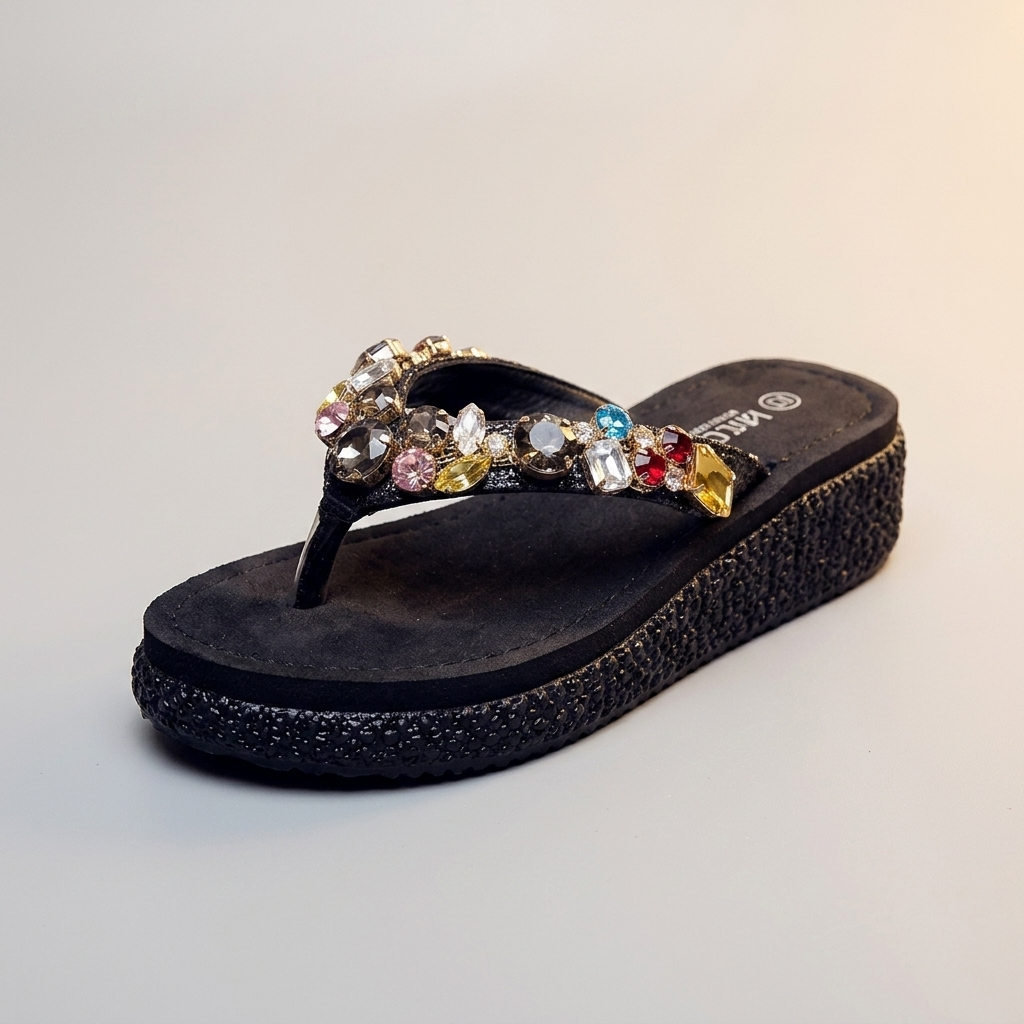 Sorella Jewelled Platform Sandals - Black