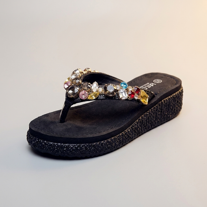 Sorella Jewelled Platform Sandals - Black