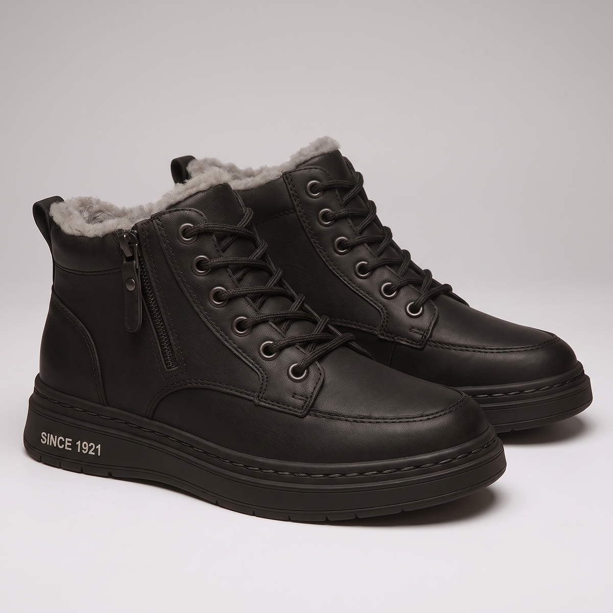 Soren Leather-Look Sneakers - Black