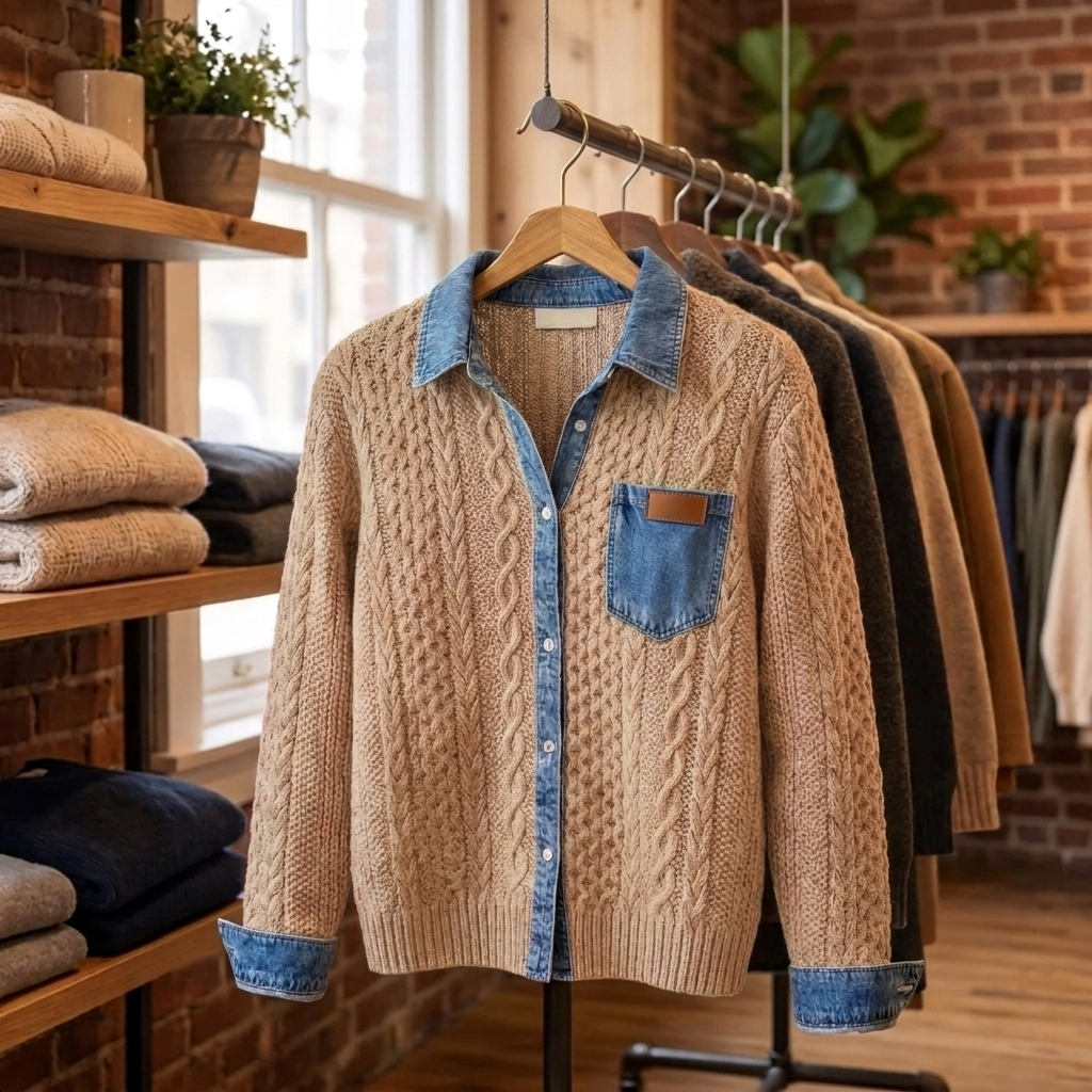 Sorrell Modern Patchwork Cardigan - Camel