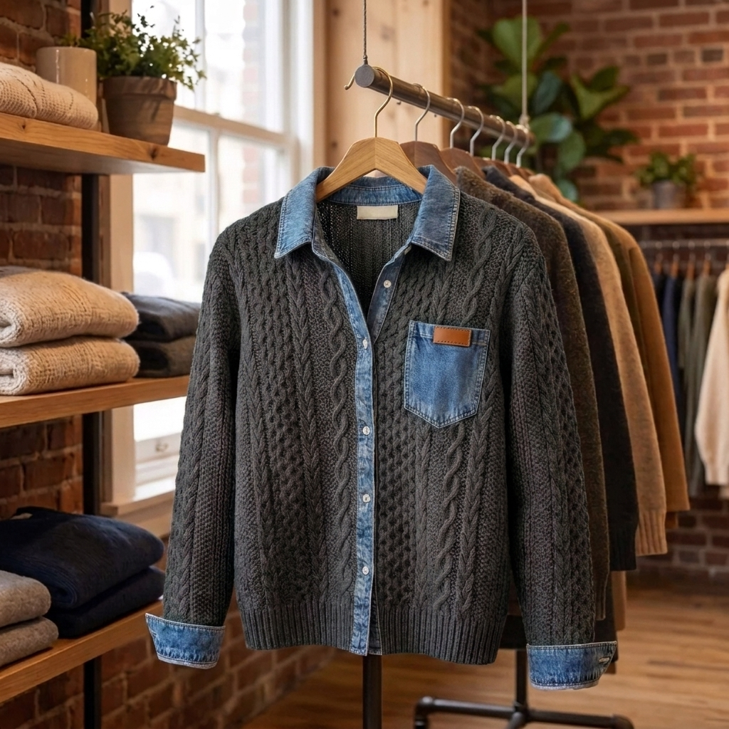 Sorrell Modern Patchwork Cardigan - Dark Grey