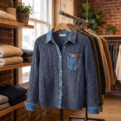 Sorrell Modern Patchwork Cardigan - Navy Blue