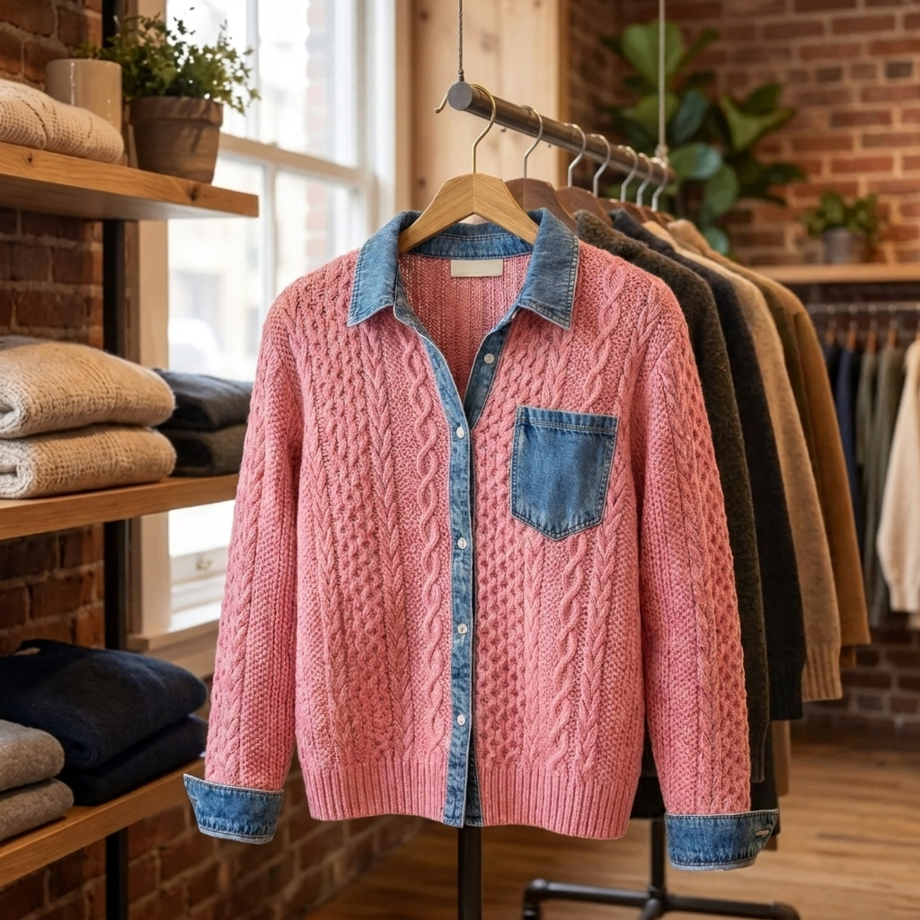 Sorrell Modern Patchwork Cardigan - Pink