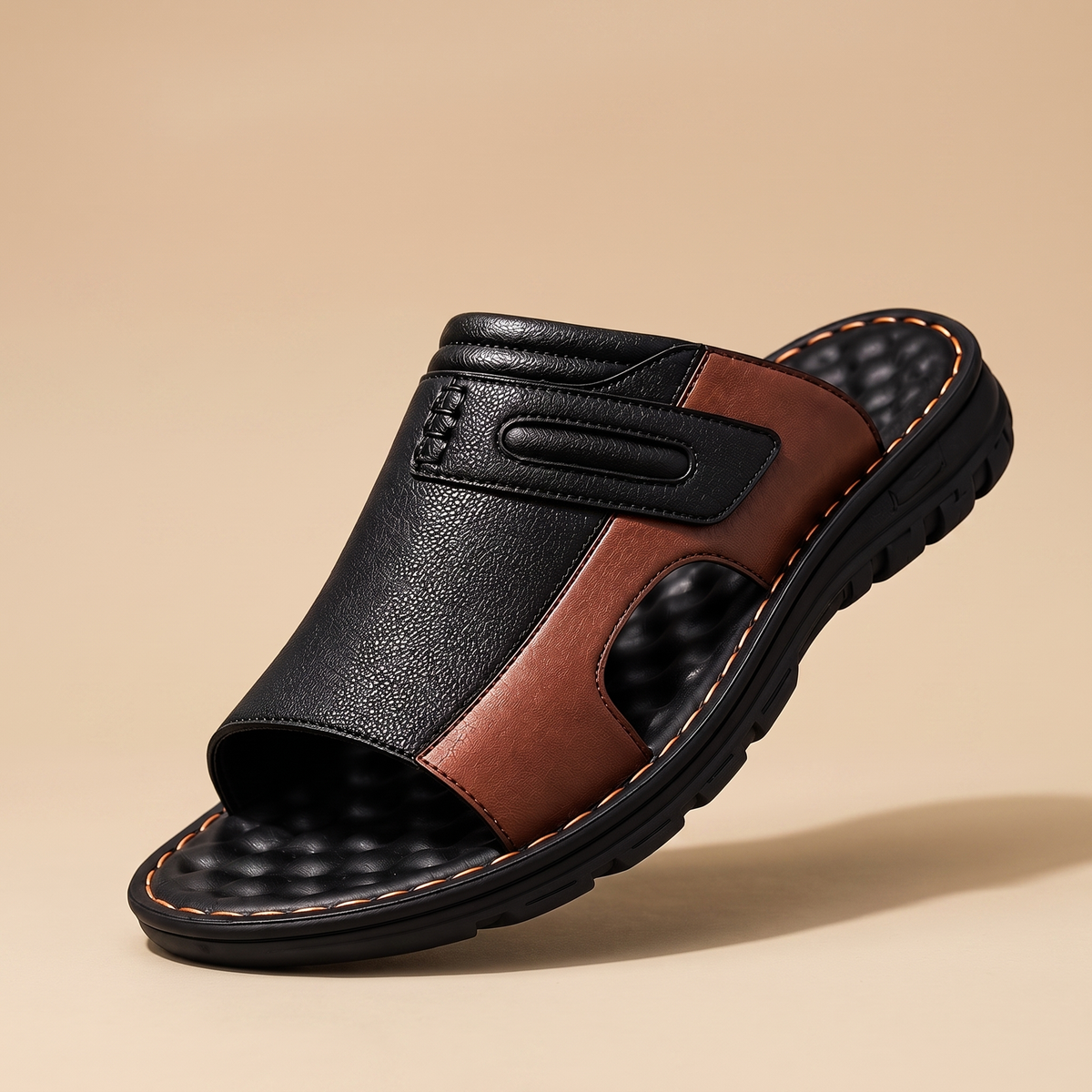 Stamford Two-Tone Leisure Slides - Black