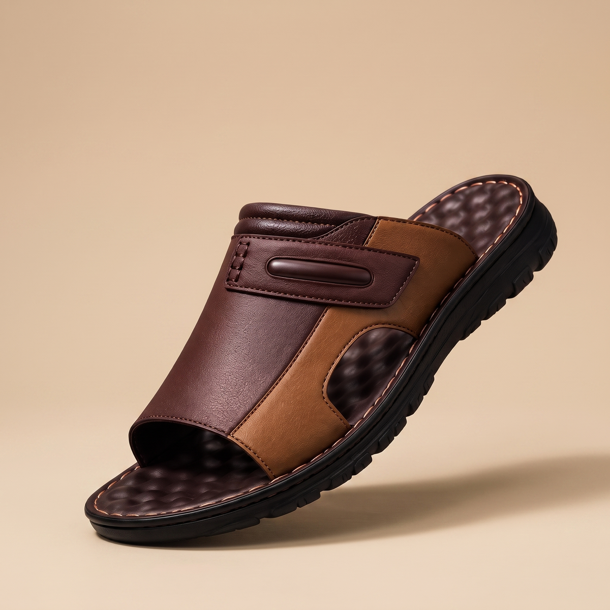Stamford Two-Tone Leisure Slides - Brown