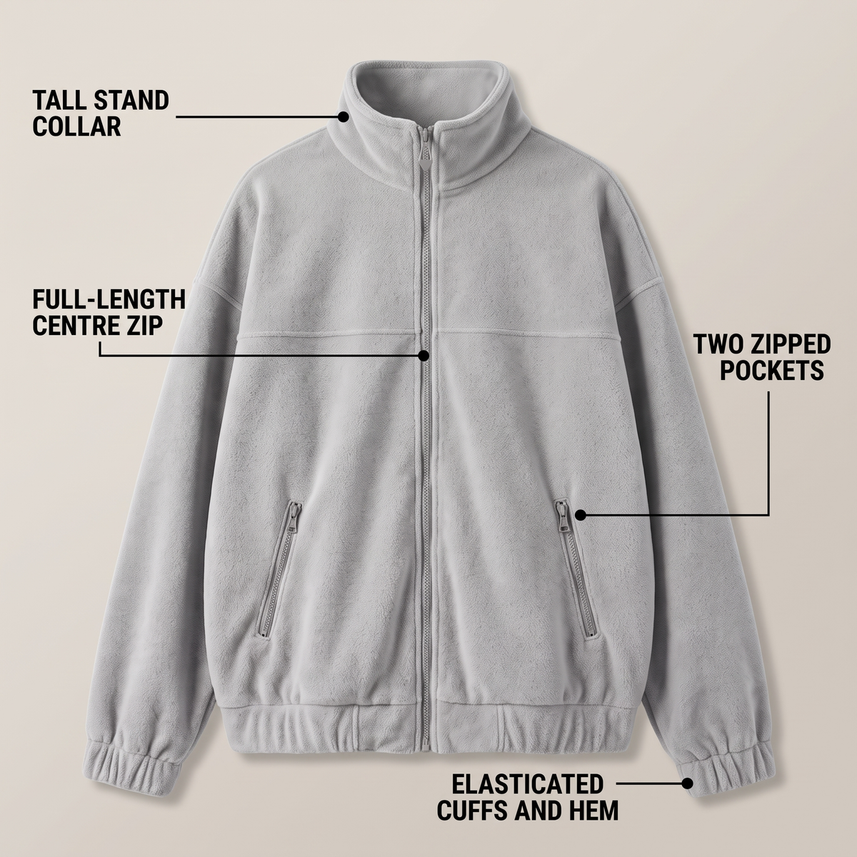 Stand Collar Fleece Zip Jacket